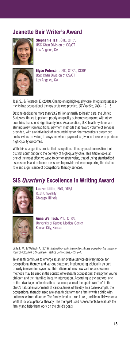 2020 AOTA & AOTF Awards & Recognitions page 12
