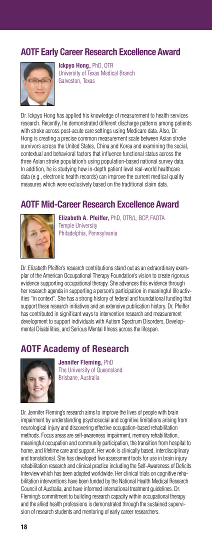 2020 AOTA & AOTF Awards & Recognitions page 18