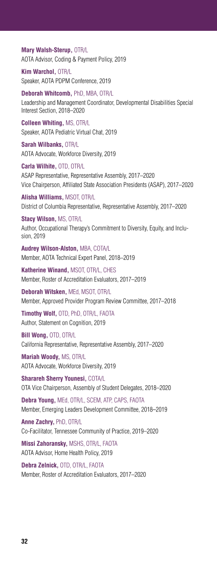 2020 AOTA & AOTF Awards & Recognitions page 32