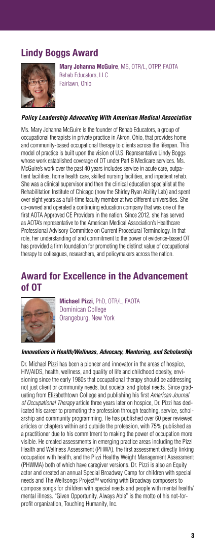 2020 AOTA & AOTF Awards & Recognitions page 2