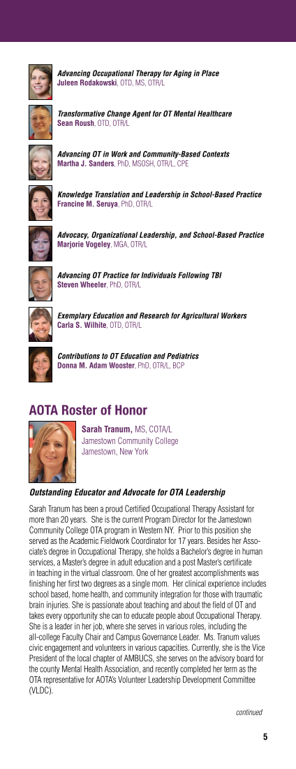 2020 AOTA & AOTF Awards & Recognitions page 4