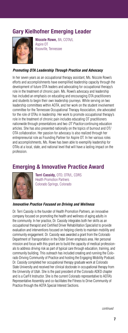 2020 AOTA & AOTF Awards & Recognitions page 6