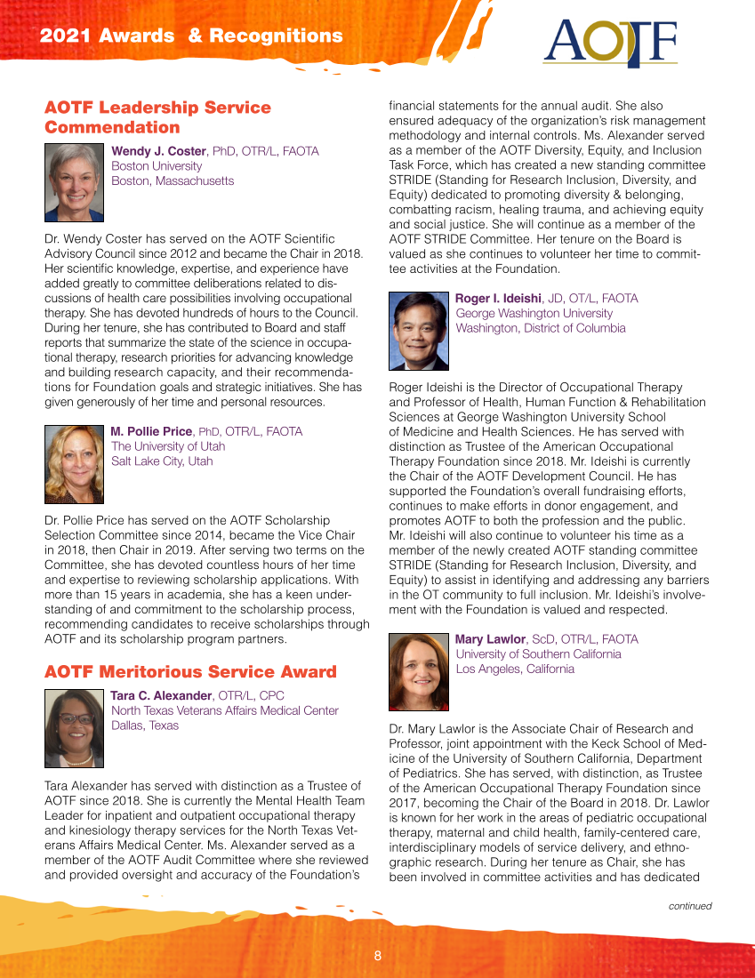 2021 AOTA & AOTF Awards & Recognitions page 8