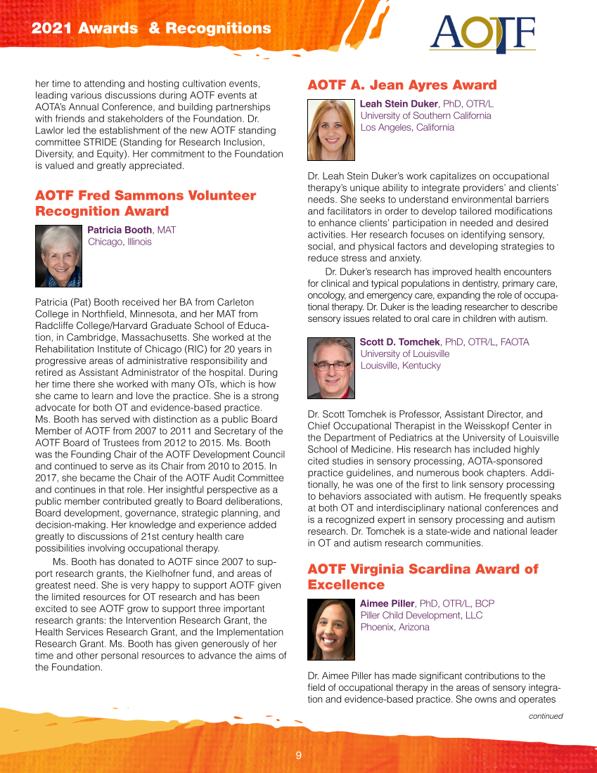 2021 AOTA & AOTF Awards & Recognitions page 9
